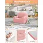 Canapé pour enfants, fauteuil-canapé convertible 2-en-1 en tissu polaire nounours pour tout-petits, canapé-lit pliant doux pour enfants, canapé-lit confortable pour enfants pour salle de jeux