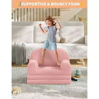Canapé pour enfants, fauteuil-canapé convertible 2-en-1 en tissu polaire nounours pour tout-petits, canapé-lit pliant doux pour enfants, canapé-lit confortable pour enfants pour salle de jeux