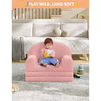 Canapé pour enfants, fauteuil-canapé convertible 2-en-1 en tissu polaire nounours pour tout-petits, canapé-lit pliant doux pour enfants, canapé-lit confortable pour enfants pour salle de jeux