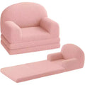Kids Couch, 2-in-1 Convertible Teddy Fleece Fabric Toddler Sofa Chair, Soft Fold Out Couch Lounger for Kids, Comfy Children's Sofa Bed for Playroom