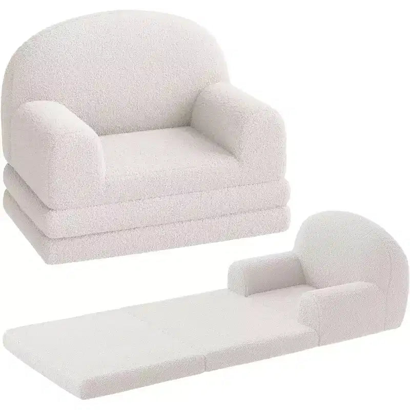 Canapé pour enfants, fauteuil-canapé convertible 2-en-1 en tissu polaire nounours pour tout-petits, canapé-lit pliant doux pour enfants, canapé-lit confortable pour enfants pour salle de jeux
