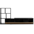 Meuble TV Extensible avec Étagères pour TV 110 cm, Meuble de Rangement Ajustable avec Portes, Meuble TV Console avec Plateau Coulissant
