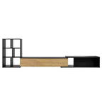 Meuble TV Extensible avec Étagères pour TV 110 cm, Meuble de Rangement Ajustable avec Portes, Meuble TV Console avec Plateau Coulissant