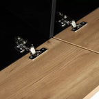 Meuble TV Extensible avec Étagères pour TV 110 cm, Meuble de Rangement Ajustable avec Portes, Meuble TV Console avec Plateau Coulissant