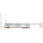 Meuble TV Extensible avec Étagères pour TV 110 cm, Meuble de Rangement Ajustable avec Portes, Meuble TV Console avec Plateau Coulissant