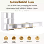 Meuble TV Extensible avec Étagères pour TV 110 cm, Meuble de Rangement Ajustable avec Portes, Meuble TV Console avec Plateau Coulissant