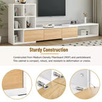 Meuble TV Extensible avec Étagères pour TV 110 cm, Meuble de Rangement Ajustable avec Portes, Meuble TV Console avec Plateau Coulissant