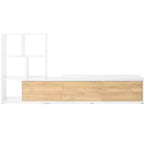 Meuble TV Extensible avec Étagères pour TV 110 cm, Meuble de Rangement Ajustable avec Portes, Meuble TV Console avec Plateau Coulissant