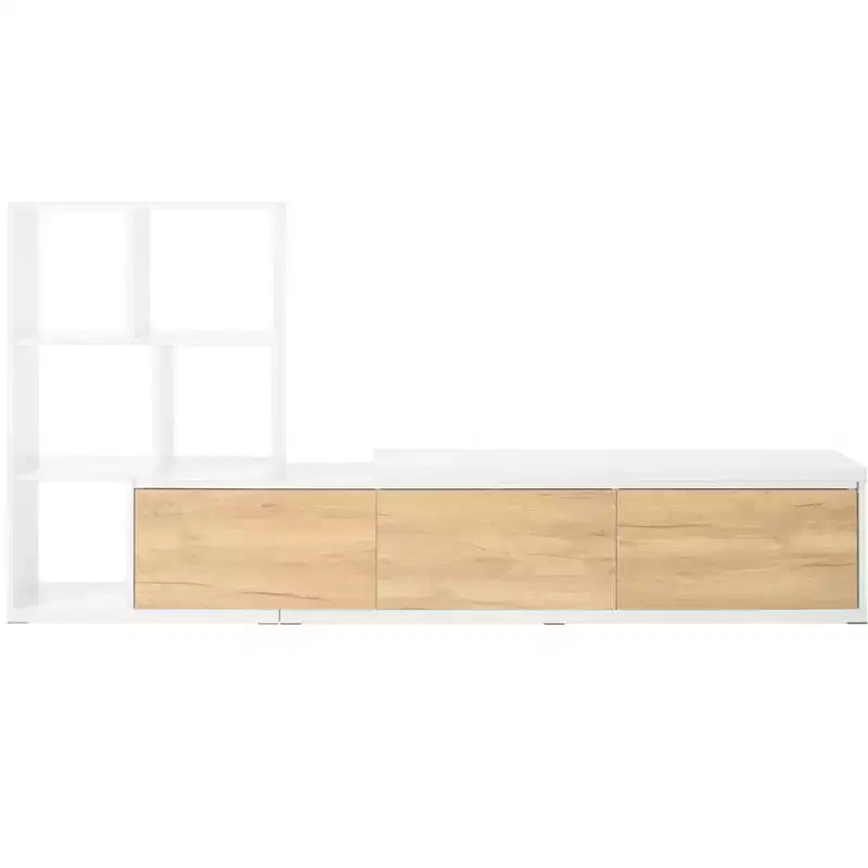 Meuble TV Extensible avec Étagères pour TV 110 cm, Meuble de Rangement Ajustable avec Portes, Meuble TV Console avec Plateau Coulissant