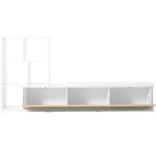 Meuble TV Extensible avec Étagères pour TV 110 cm, Meuble de Rangement Ajustable avec Portes, Meuble TV Console avec Plateau Coulissant