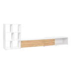 Meuble TV Extensible avec Étagères pour TV 110 cm, Meuble de Rangement Ajustable avec Portes, Meuble TV Console avec Plateau Coulissant