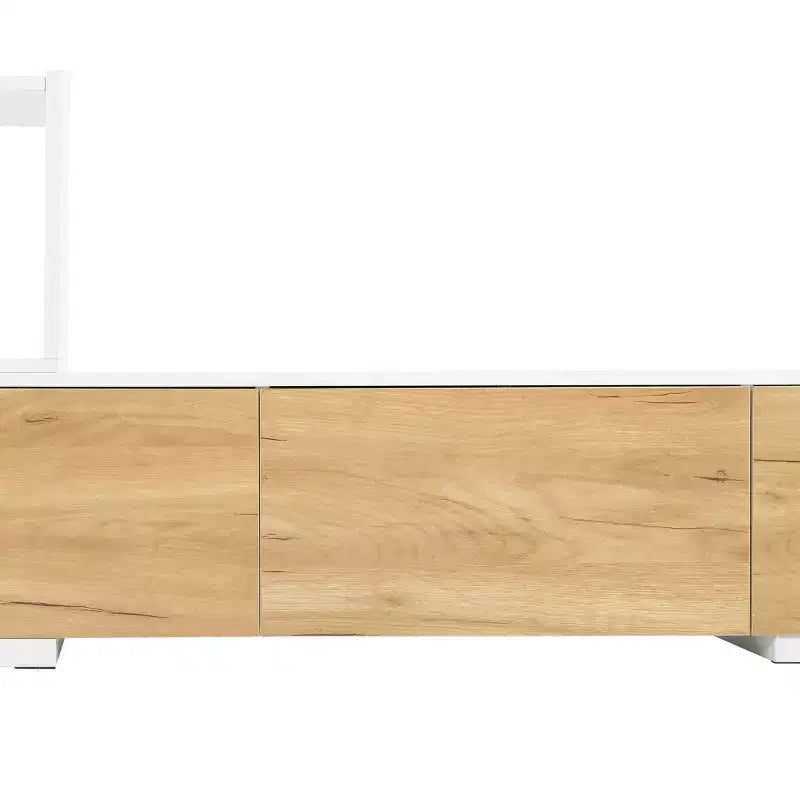 Meuble TV Extensible avec Étagères pour TV 110 cm, Meuble de Rangement Ajustable avec Portes, Meuble TV Console avec Plateau Coulissant