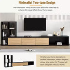 Meuble TV Extensible avec Étagères pour TV 110 cm, Meuble de Rangement Ajustable avec Portes, Meuble TV Console avec Plateau Coulissant