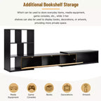 Meuble TV Extensible avec Étagères pour TV 110 cm, Meuble de Rangement Ajustable avec Portes, Meuble TV Console avec Plateau Coulissant