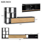 Meuble TV Extensible avec Étagères pour TV 110 cm, Meuble de Rangement Ajustable avec Portes, Meuble TV Console avec Plateau Coulissant