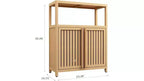 Meuble de rangement de salle de bain avec portes doubles à lattes, étagère latérale ouverte ; Organisateur autoportant pour salle de bain, salon, couloir, cuisine Neutre