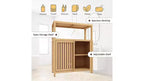 Meuble de rangement de salle de bain avec portes doubles à lattes, étagère latérale ouverte ; Organisateur autoportant pour salle de bain, salon, couloir, cuisine Neutre