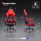 RSPGAME Chaises de jeu ergonomiques basiques pour adultes, chaises de bureau en cuir PU avec support lombaire, coussin à ressorts ensachés et repose-pieds rétractable