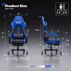 RSPGAME Chaises de jeu ergonomiques basiques pour adultes, chaises de bureau en cuir PU avec support lombaire, coussin à ressorts ensachés et repose-pieds rétractable