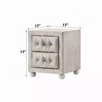 Table de chevet Royal Hampton, 2 tiroirs, capitonnage en cristal classique, tapisserie beige