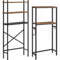 Over Toilet Storage 3 - Tier 2 - Tier Bathroom Organizer Freestanding Shelf with Adjustable Feet Rustic Brown and Black