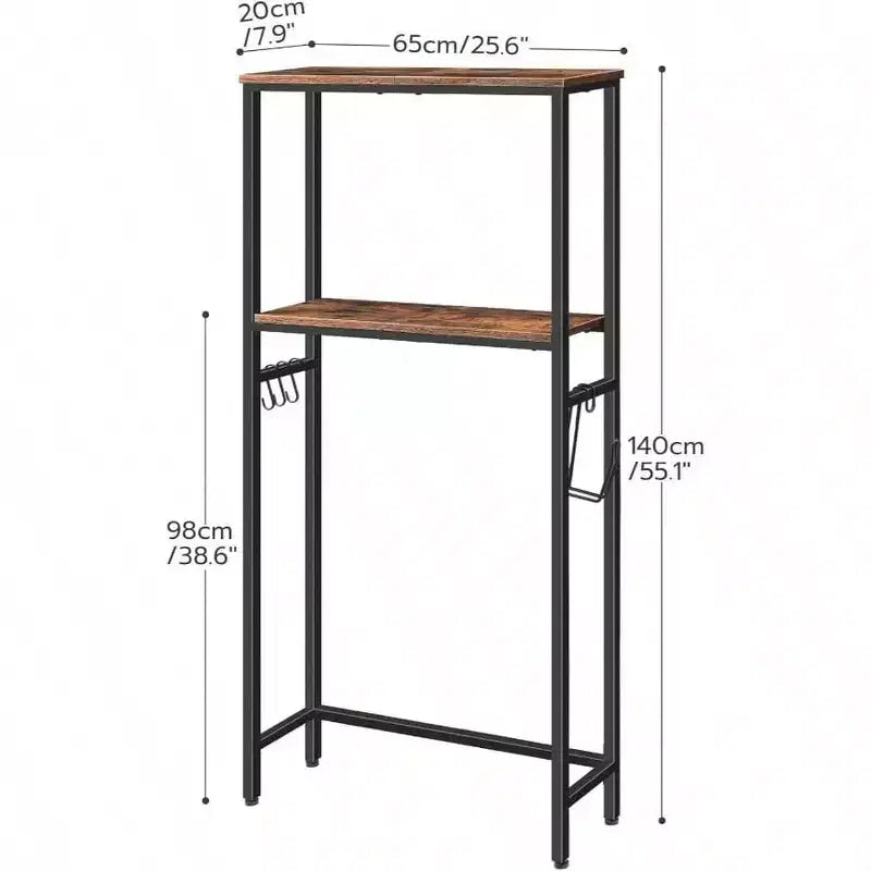 Étagère de Rangement sur Toilettes à 3 Niveaux, Étagère de Rangement pour Salle de Bain à 2 Niveaux, Meuble Autoportant avec Pieds Réglables, Marron Rustique et Noir