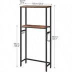 Étagère de Rangement sur Toilettes à 3 Niveaux, Étagère de Rangement pour Salle de Bain à 2 Niveaux, Meuble Autoportant avec Pieds Réglables, Marron Rustique et Noir