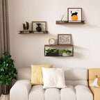 Étagères murales flottantes lot de 3 avec porte-papier toilette en métal, marron, pour salle de bain, chambre, salon, cuisine, bureau, décoration murale, étagère décorative