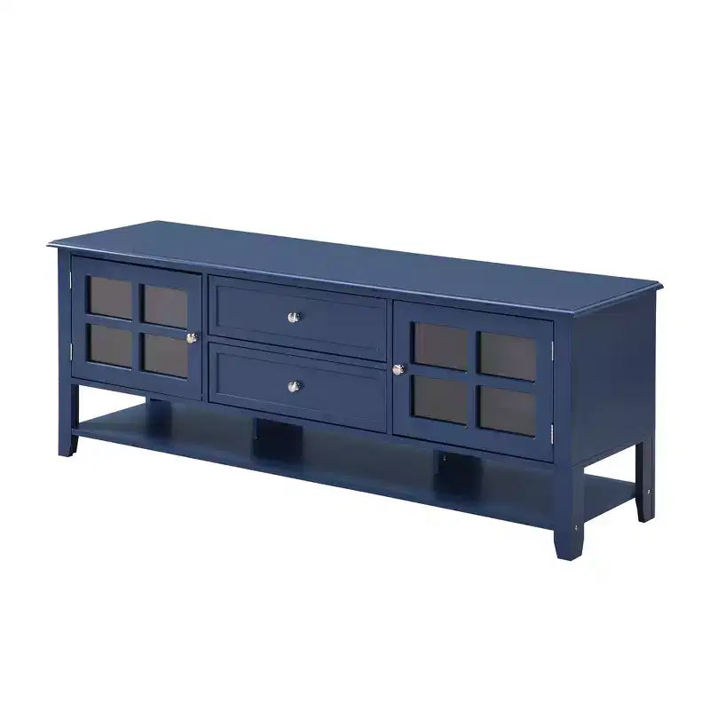 Meuble TV moderne avec portes et tiroirs pour téléviseur 60 pouces, table de centre de divertissement en bois avec étagères pour salon