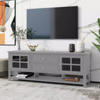 Meuble TV moderne avec portes et tiroirs pour téléviseur 60 pouces, table de centre de divertissement en bois avec étagères pour salon