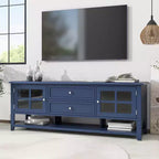Meuble TV moderne avec portes et tiroirs pour téléviseur 60 pouces, table de centre de divertissement en bois avec étagères pour salon