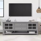 Meuble TV moderne avec portes et tiroirs pour téléviseur 60 pouces, table de centre de divertissement en bois avec étagères pour salon