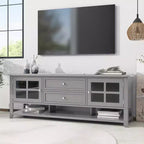 Meuble TV moderne avec portes et tiroirs pour téléviseur 60 pouces, table de centre de divertissement en bois avec étagères pour salon