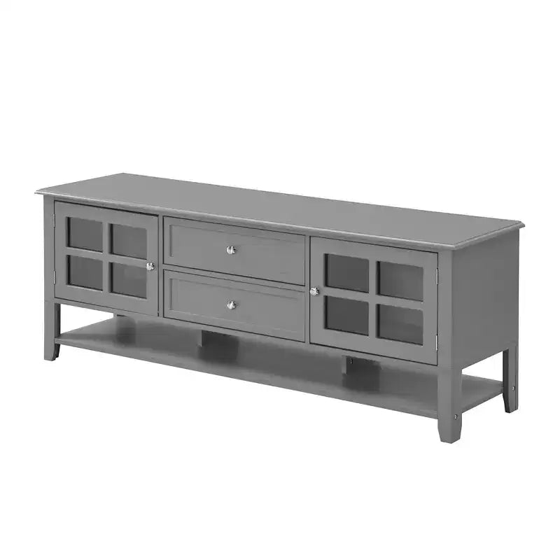 Meuble TV moderne avec portes et tiroirs pour téléviseur 60 pouces, table de centre de divertissement en bois avec étagères pour salon