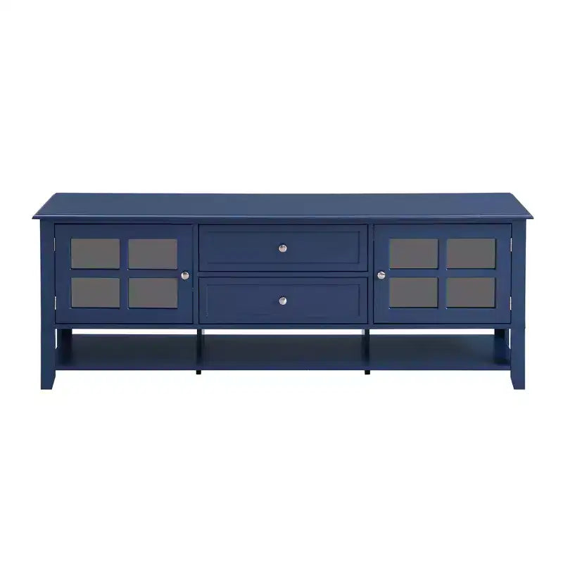 Meuble TV moderne avec portes et tiroirs pour téléviseur 60 pouces, table de centre de divertissement en bois avec étagères pour salon