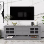 Meuble TV moderne avec portes et tiroirs pour téléviseur 60 pouces, table de centre de divertissement en bois avec étagères pour salon