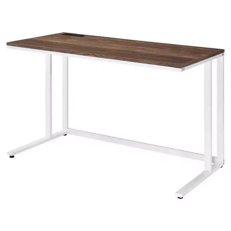 Bureau Royal Hampton avec plateau en bois et port USB intégré, marron et blanc