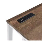 Bureau Royal Hampton avec plateau en bois et port USB intégré, marron et blanc