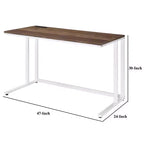 Bureau Royal Hampton avec plateau en bois et port USB intégré, marron et blanc