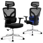 Chaise de bureau ergonomique GustoWave avec support lombaire réglable, chaise de bureau à dossier haut en maille, fauteuil de bureau pivotant à roulettes pour la maison/le bureau