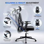 Chaise de bureau ergonomique GustoWave avec support lombaire réglable, chaise de bureau à dossier haut en maille, fauteuil de bureau pivotant à roulettes pour la maison/le bureau