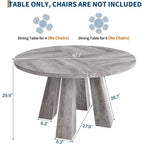 Table à manger ronde pour 4-6 personnes, table de cuisine en bois de 120 cm avec piédestal robuste pour salon, appartement