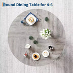 Table à manger ronde pour 4-6 personnes, table de cuisine en bois de 120 cm avec piédestal robuste pour salon, appartement