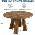 Table à manger ronde pour 4-6 personnes, table de cuisine en bois de 120 cm avec piédestal robuste pour salon, appartement