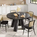 Round Dining Table for 4-6, 47 Wood Kitchen Dinner Table with Sturdy Base Pedestal for Living Room, Apartment