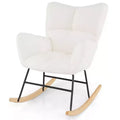 Costway Nursery Rocking Chair w/Comfy Backrest & Armrest Solid Wood Base for Living Room