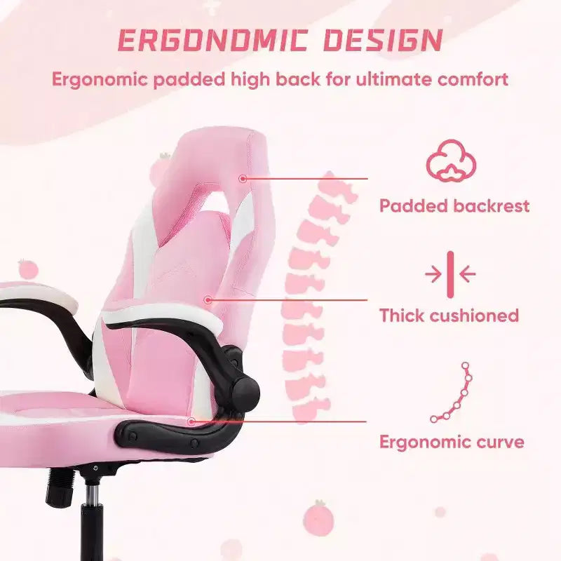 Chaise de jeu ergonomique TUYOHW, chaise de bureau avec dossier en S, mode bascule et hauteur réglable, mousse haute résilience