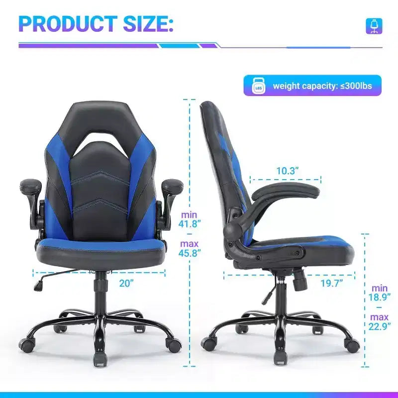 Chaise de jeu ergonomique TUYOHW, chaise de bureau avec dossier en S, mode bascule et hauteur réglable, mousse haute résilience