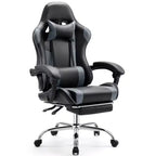 Chaise de bureau TUYOHW en cuir PU avec roulettes, repose-pieds et soutien lombaire, accoudoirs fixes, chaise gaming pour le bureau