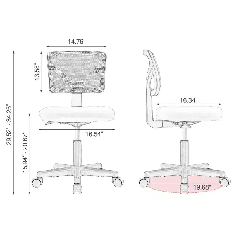Chaise de bureau TUYOHW à roulettes en maille, croisée pivotante, avec hauteur réglable et soutien lombaire, chaise de jeu à dossier bas pour le bureau